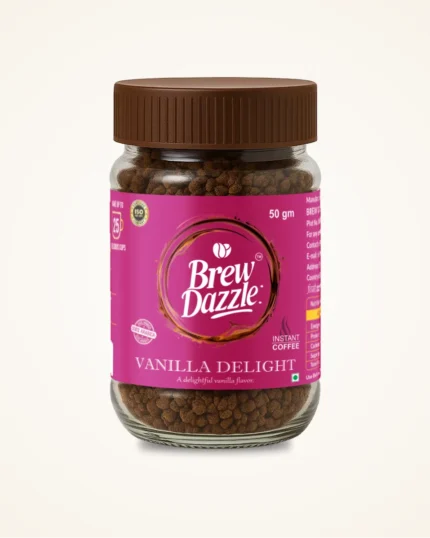 Vanilla Delight | 50 gm Coffee Jar | Premium 100% Arabica Instant Flavored Instant Coffee Granules | Smooth & Rich