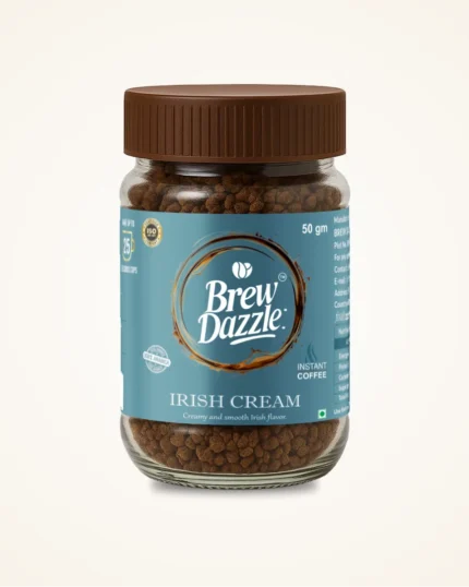 IRISH CREAM  Brew Dazzle | 50 gm Coffee Jar | Premium 100% Arabica Instant Coffee Granules  | 100% Pure Arabica | Smooth & Rich Instant Coffee