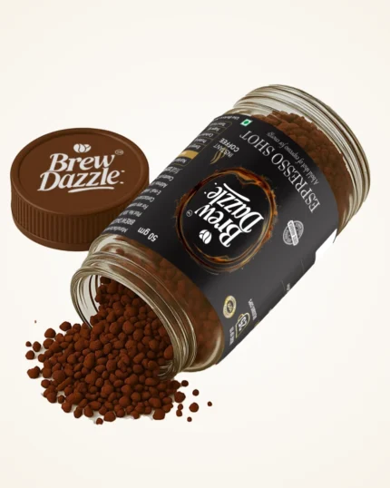 Espresso Shot Brew dazzle | 50 gm Coffee Jar | Premium 100% Arabica Instant Coffee Granules | 100% Pure Arabica Strong Instant Coffee