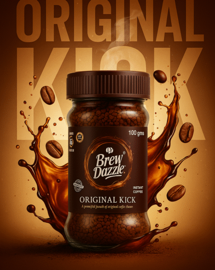 Original Kick Brew Dazzle | 100 gm Coffee Jar | Premium 100% Arabica Instant Coffee Granules | 100% Pure Arabica | Smooth & Rich Instant Coffee| Original Coffee taste