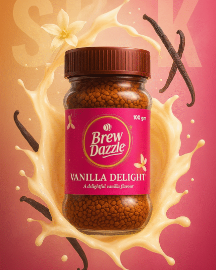 Vanilla Delight Brew Dazzle | 100 gm Coffee Jar | Premium 100% Arabica Instant Flavored Coffee Granules  | 100% Pure Arabica | Smooth & Rich Instant Coffee