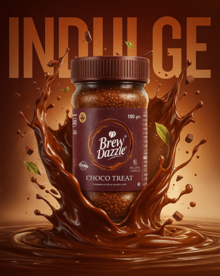Choco Treat Brew Dazzle | 100 gm Coffee Jar | Premium 100% Arabica Instant Coffee Granules | 100% Pure Arabica | Smooth & Rich Instant Coffee | Chocolate Flavored